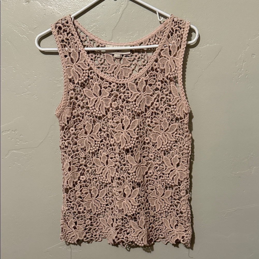 LOFT Lace Sleeveless Top - Blush Pink XSmall